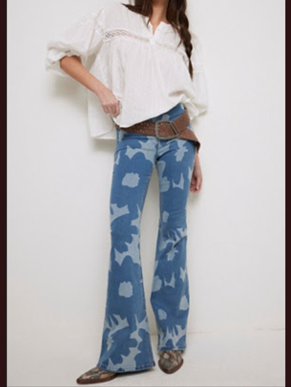 We the Free - Penny Pull-on Mid-rise Flares NWT - Indigo Print